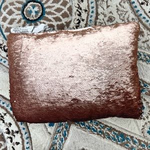 Light Peach/ Silver Reversible Sequins Throw Pillow